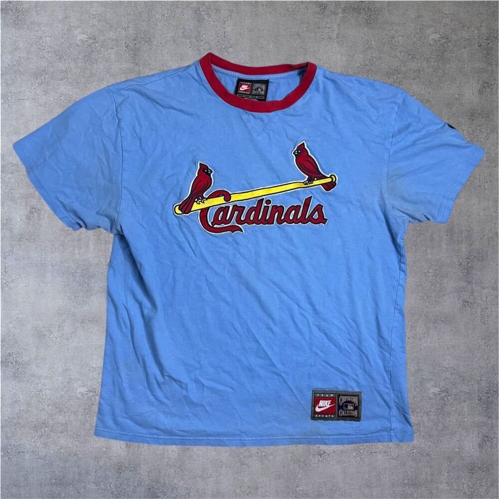 Vintage MLB St Louis Cardinals Nike Baby Blue Cooperstown Collection Shirt L